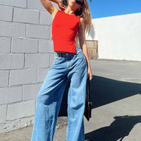 Locke Wide Leg Jeans Mid Wash Denim