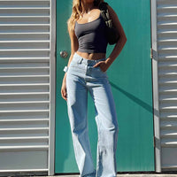 Morala Wide Leg Cargo Jeans Light Wash Denim