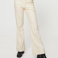 Yarella Mid Rise PU Pants Ivory