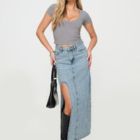 Saige Denim Maxi Skirt Light Wash