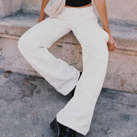 Paige Mid Rise Cargo Jean White