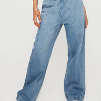 Maves Denim Drawstring Pants Mid Wash