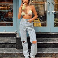 Holland High Rise Straight Leg Jeans Denim