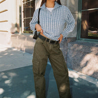 Ahstin Mid Rise Straight Leg Cargo Jeans Green