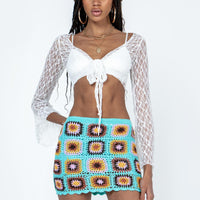 Barbados Crotchet Mini Skirt Blue
