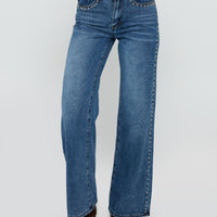 Saving Up Stud Detail Jeans Mid Blue