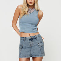 Zakai Cargo Denim Mini Skirt Light Blue Denim Lower Impact