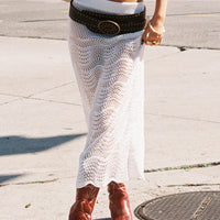Kastio Crochet Midi Skirt White
