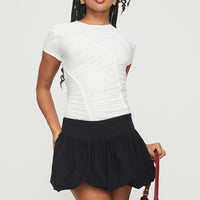 Mersale Bubble Hem Mini Skirt Black