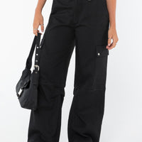 Fallout Mid Rise Cargo Pants Black Petite