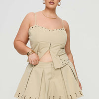 Alinzia Eyelet Skort Beige Curve