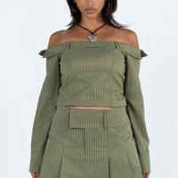 Valentina Cargo Mini Skirt Green Pinstripe