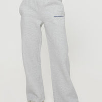 Princess Polly Straight Leg Track Pants Text Grey Marle