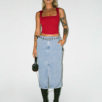Endgate Midi Skirt Mid Wash Denim
