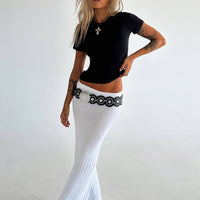Belle Knit Maxi Skirt White