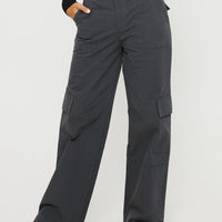 Luna Mid Rise Cargo Pants Charcoal