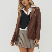 Tarnya Plaid Mini Skirt Brown
