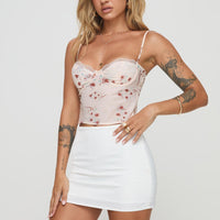 Karley Satin Mini Skirt White Petite