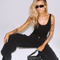 Adrianne Wide Leg Cargo Jeans Black