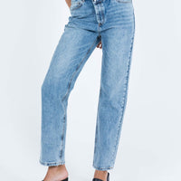 Holly Asymmetric Straight Leg Jean Light Wash Tall