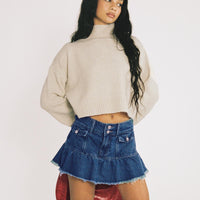 Dapperton Denim Mini Skirt Mid Blue