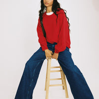 Naylor Mid Rise Wide Leg Jeans Mid Blue Denim Tall