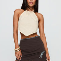 Lonely Hearts Mini Skirt Brown
