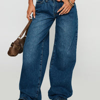 Duster Mid Rise Baggy Jeans Dark Wash