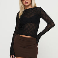 Karley Low Waist Mini Skirt Chocolate Petite