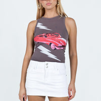 Faya Low Rise Denim Mini Skirt White