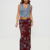 Buchan Maxi Skirt Red Floral
