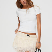 Feel The Heat Lace Mini Skirt Cream