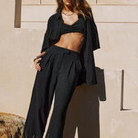 Zenia Linen Blend Pants Black