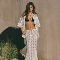 Mercer Linen Blend Maxi Skirt Black / White