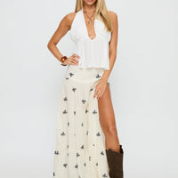 Cinnamon Embroidered Maxi Skirt Cream / Navy