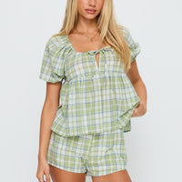 Cerelia Tie Up Set Green Check