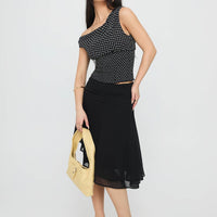 Evanescence Asymmetrical Midi Skirt Black