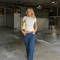 Day Dream Mid Rise Straight Leg Jeans Dark Blue Wash
