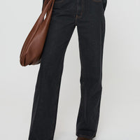 Top Model Low Rise Straight Leg Jeans Charcoal