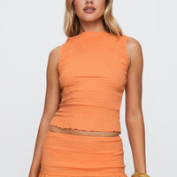 Rosamarie Shirred Top Orange