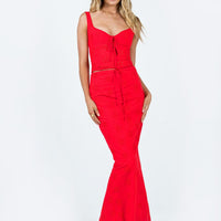 Flowerfields Maxi Skirt Red