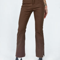 Aalia Wide Leg Denim Jeans Brown