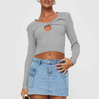 Zakai Cargo Denim Mini Skirt Ice Blue