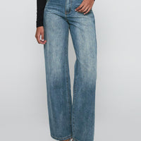 Sacramento High Rise Straight Leg Jeans Mid Blue Denim