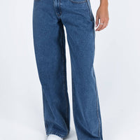 Ramos Low Rise Wide Leg Jeans Mid Blue Wash