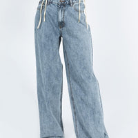 Eivissa High Rise Baggy Jeans Faded Denim