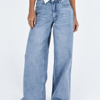 Naylor Mid Rise Wide Leg Jeans Light Blue Wash