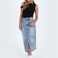 Belsie Midi Skirt Light Wash Denim