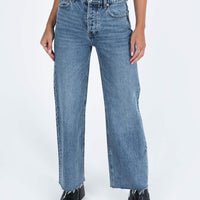 Fawcett High Rise Straight Leg Jeans Mid Blue Wash