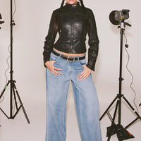 Naylor Mid Rise Wide Leg Jeans Light Blue Wash